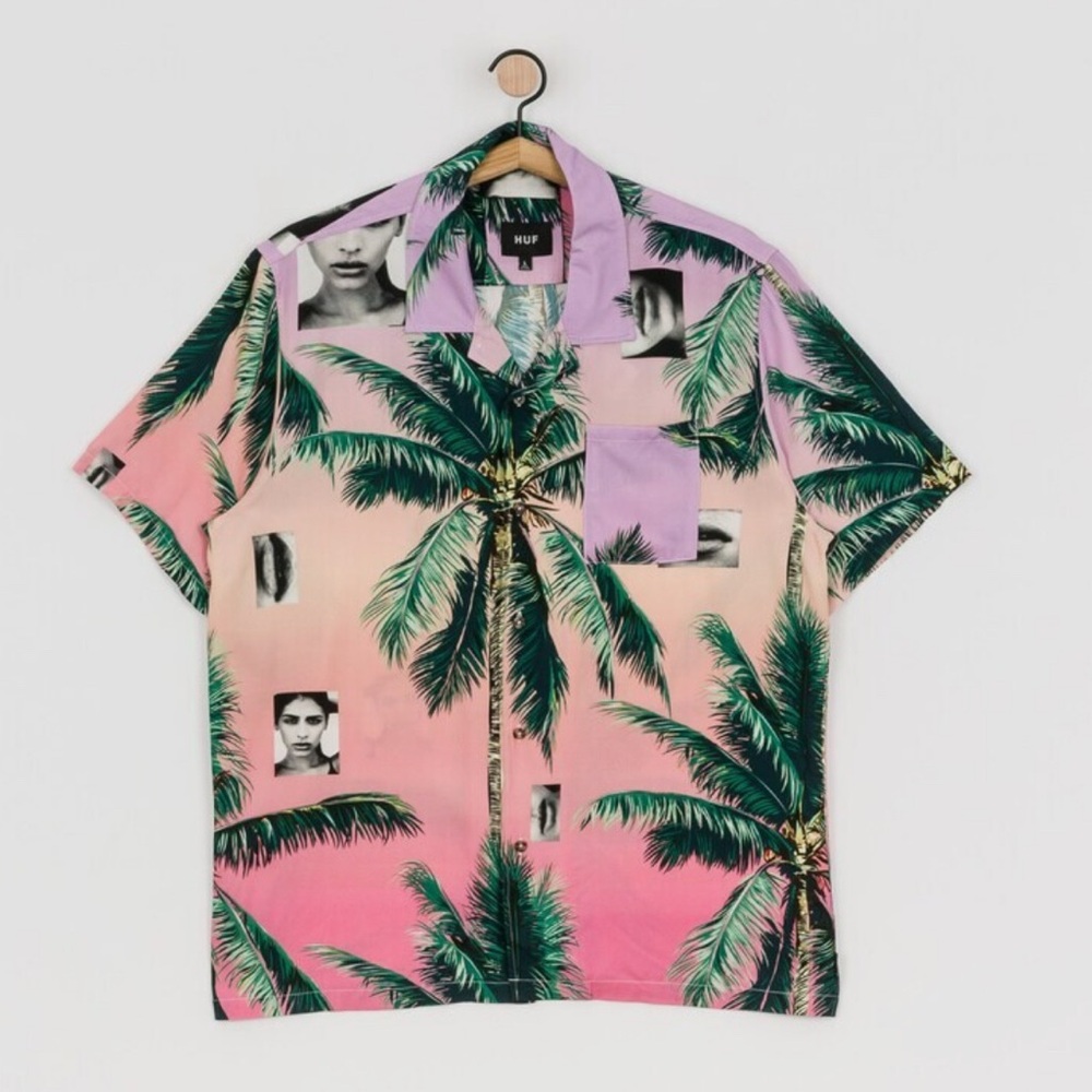 HUF Molly Hawaiian Tropical Resort Short Sleeve Shirt Pink Size XXL